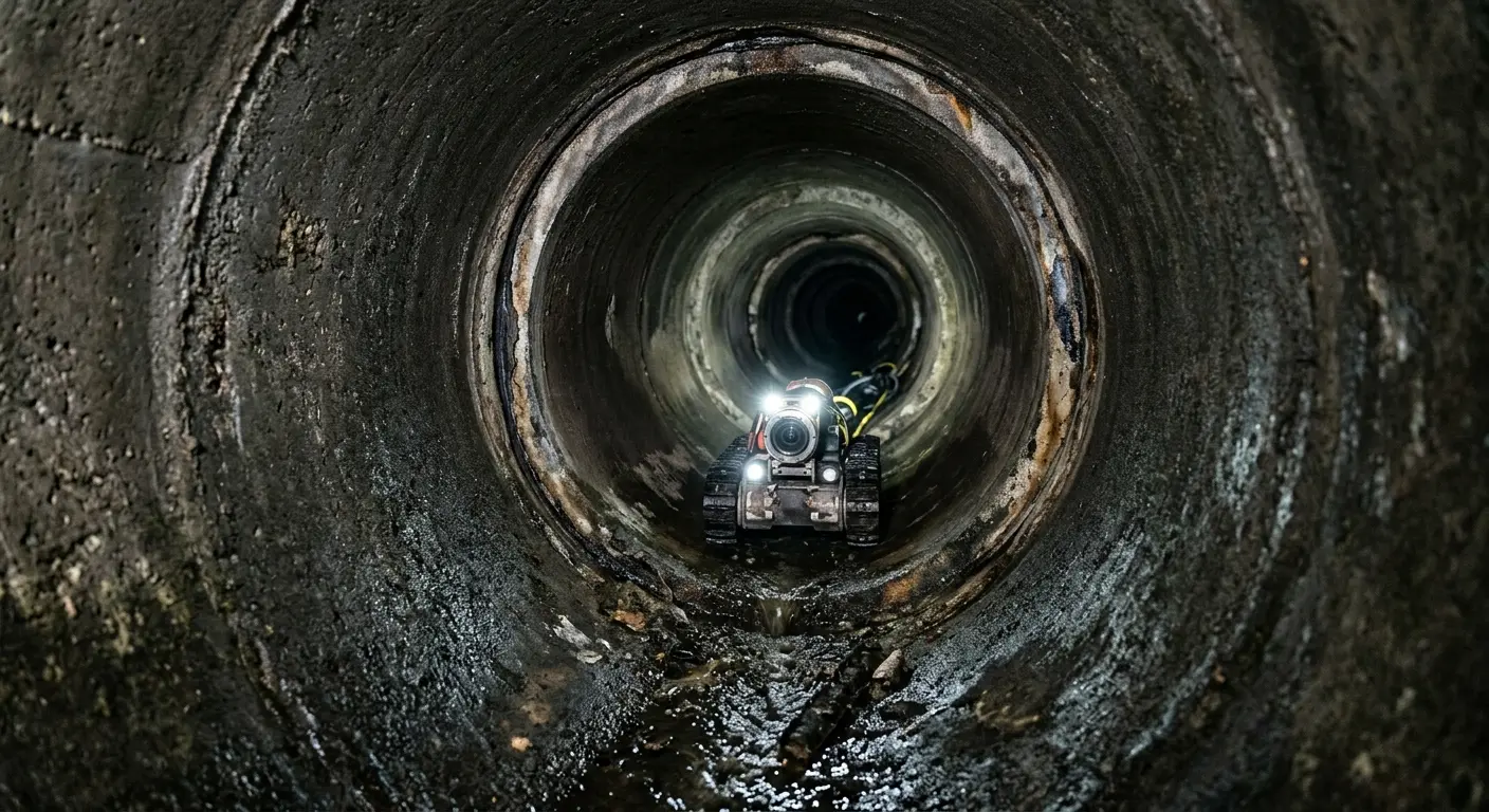Robotic sewer camera inspecting pipe interior for Drain Snake Service in Spanish Fort